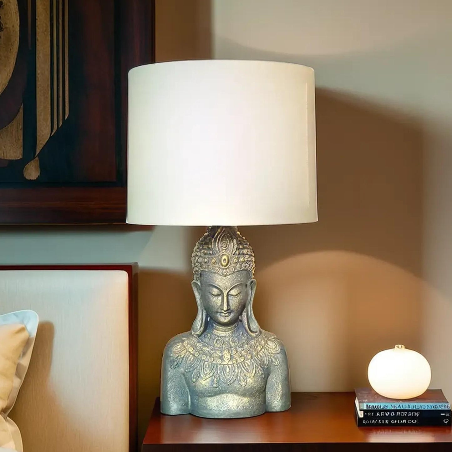 Metallic Buddha Statue Lamp for Serene Ambiance