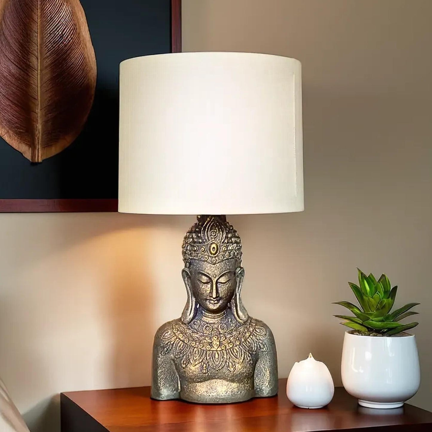 Bejeweled Buddha Table Accent Lamp in Metallic Finish