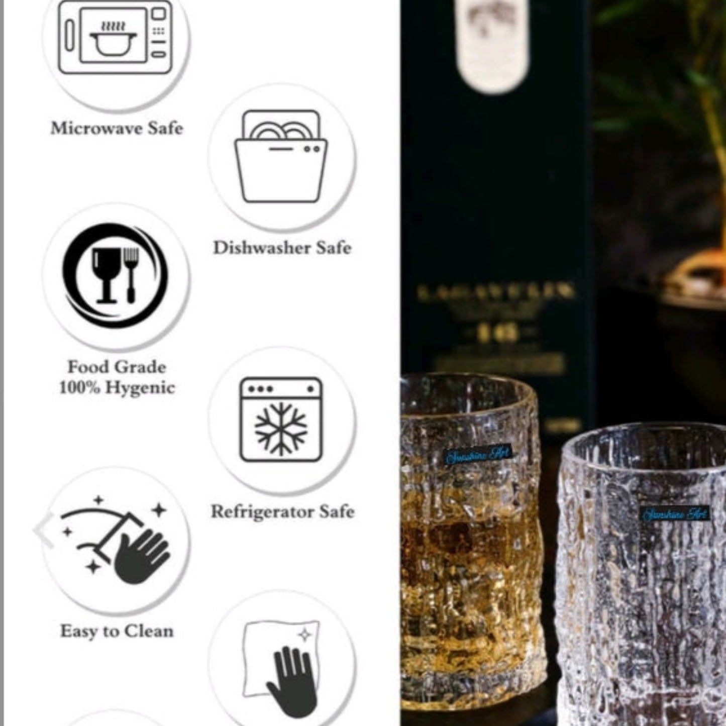 Durable Double-Walled Borosilicate Glass Set with Unique Chisel Design