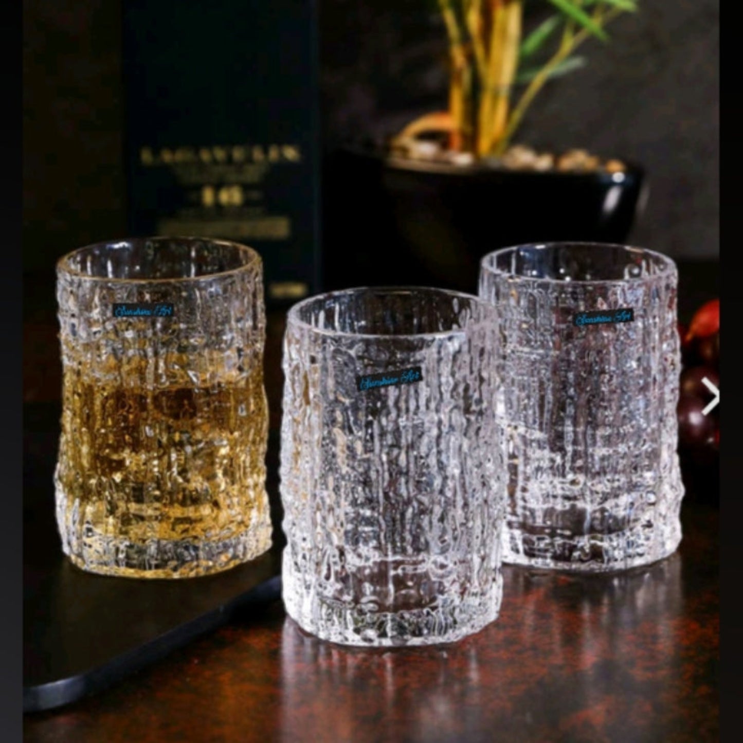 Elegant Double-Walled Chisel Pattern Drinking Glasses Set of Six