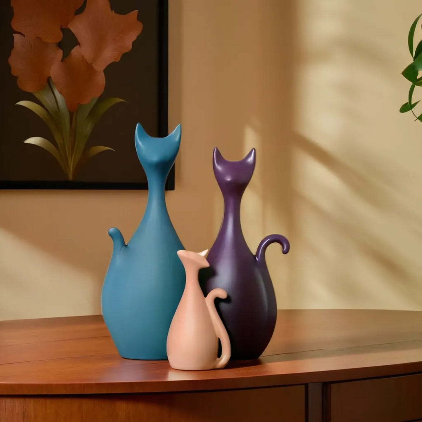 Modern Cat Figurines for Table Decoration Set