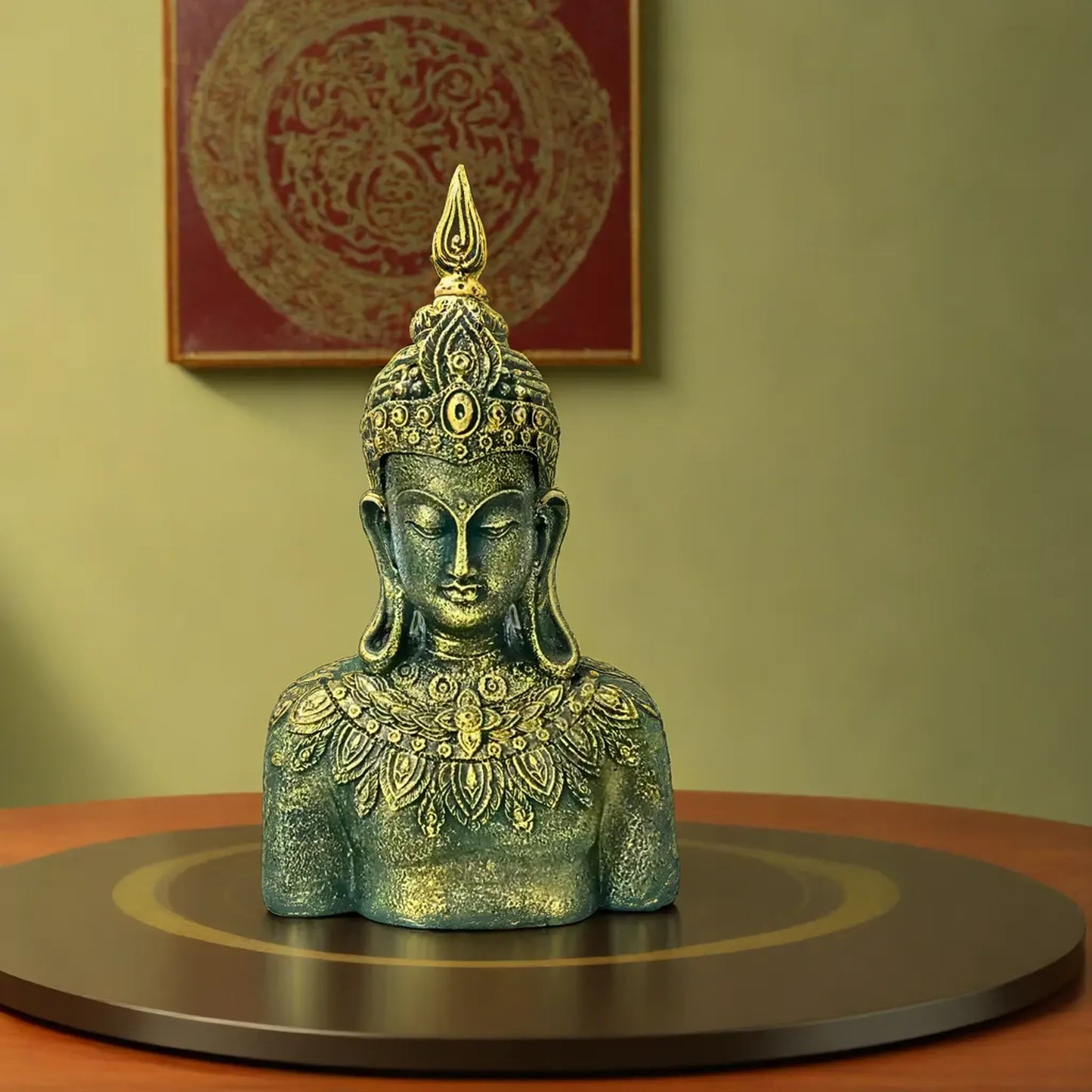 Rustic Bejeweled Divine Buddha Table Accent