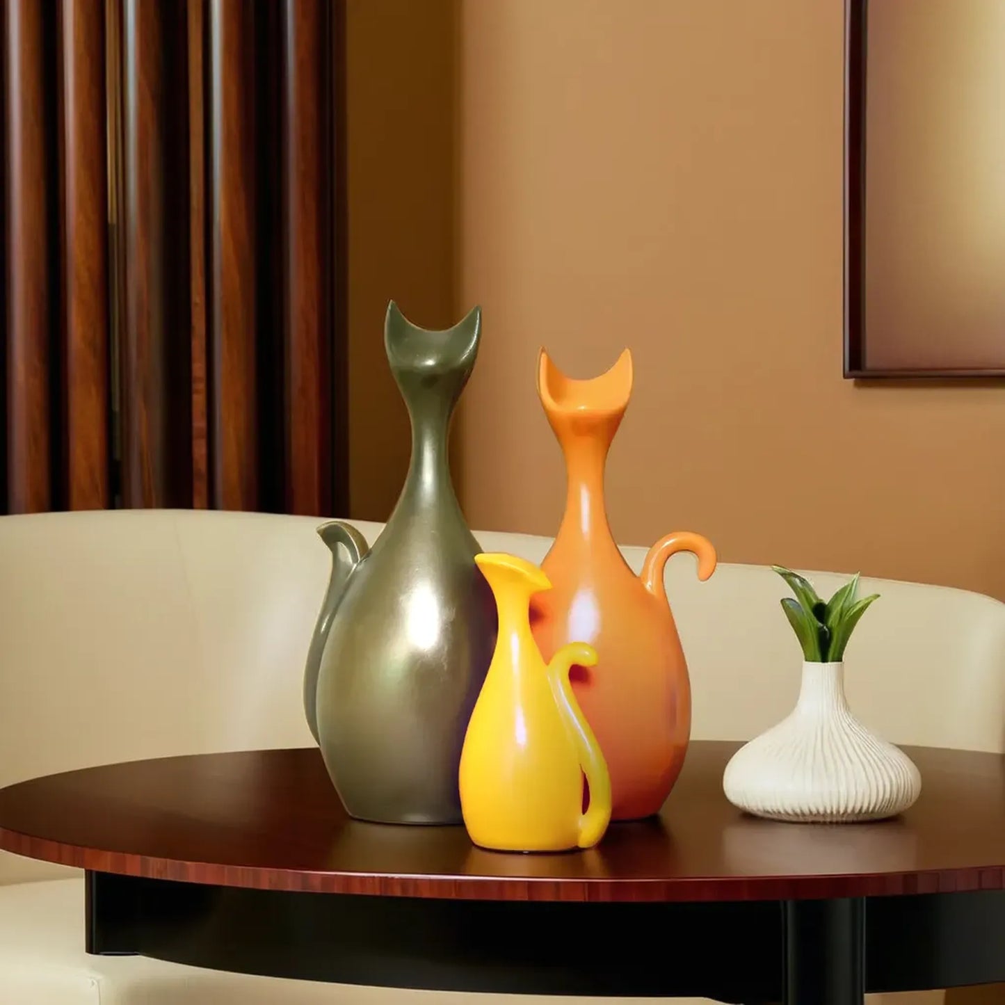 Elegant Cat Family Table Decor Set of 3