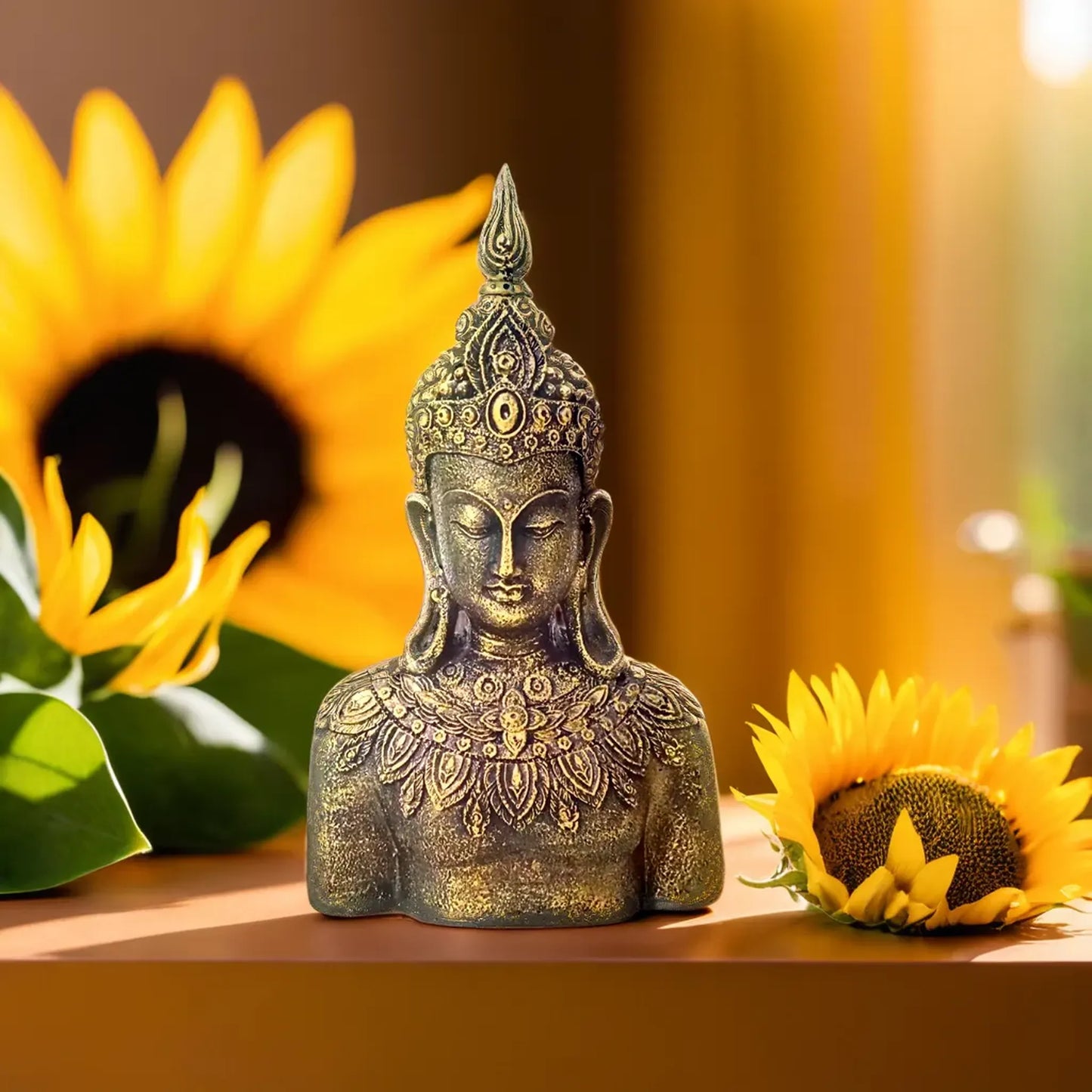 Rustic Bejeweled Divine Buddha Table Accent