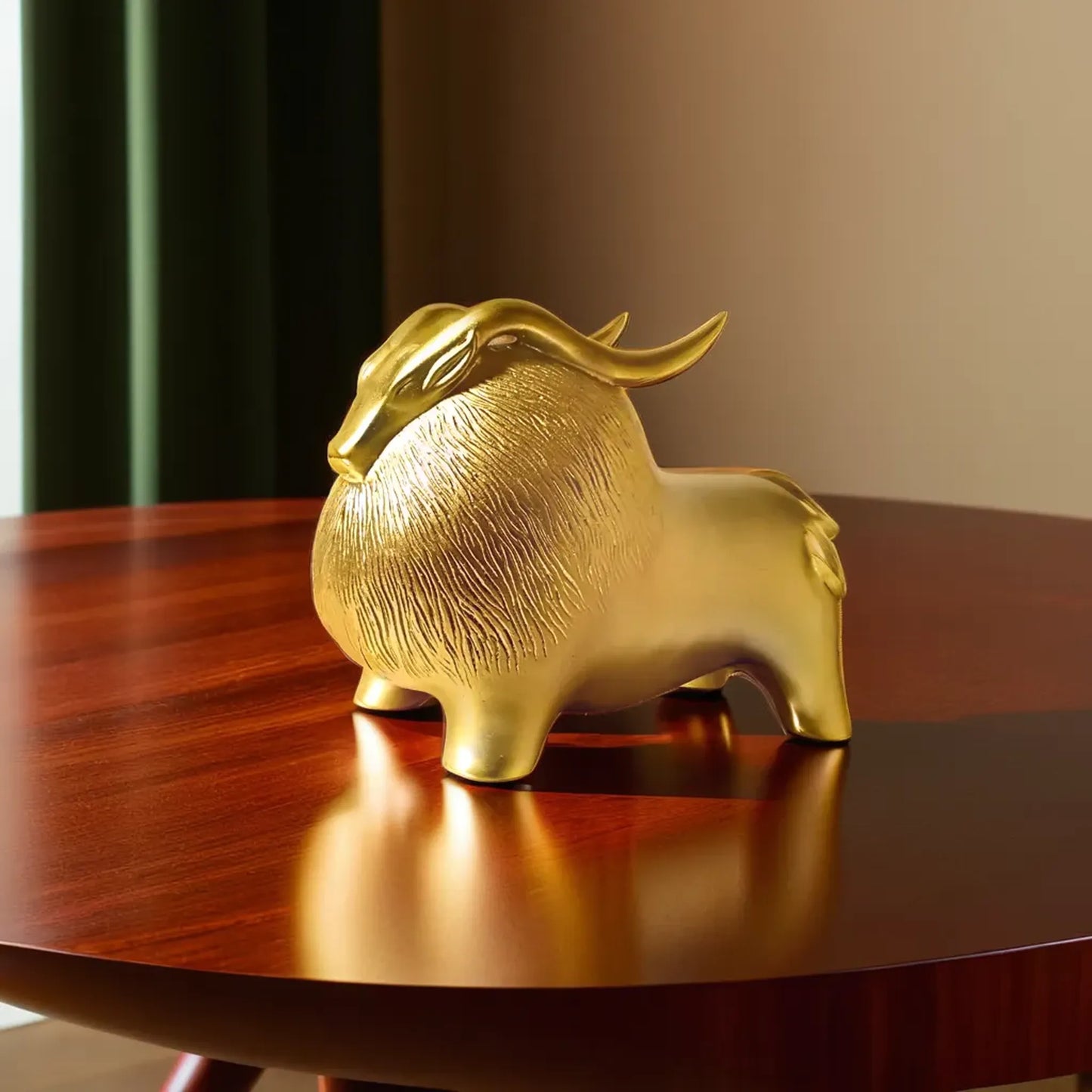 Exquisite Golden Horned Yak Decor Piece