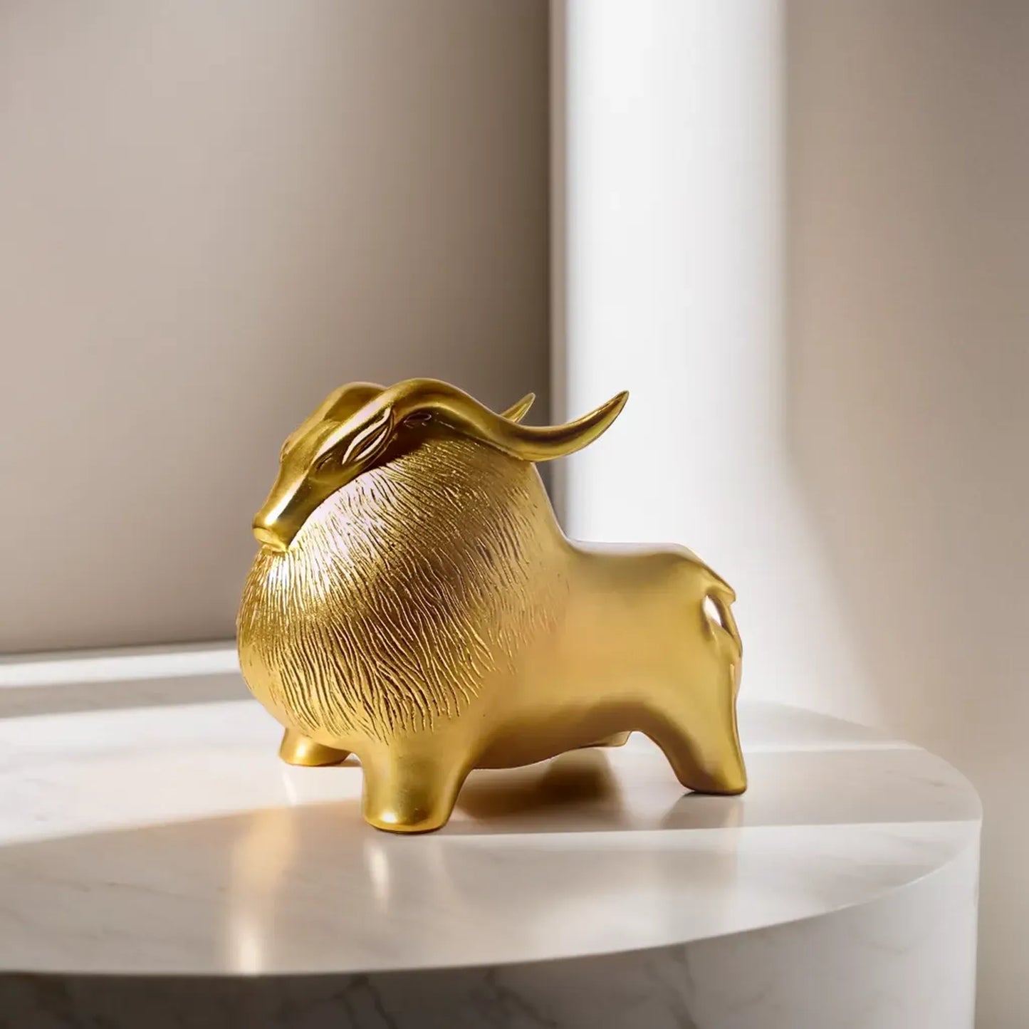 Stylish Golden Horned Yak Home Accent