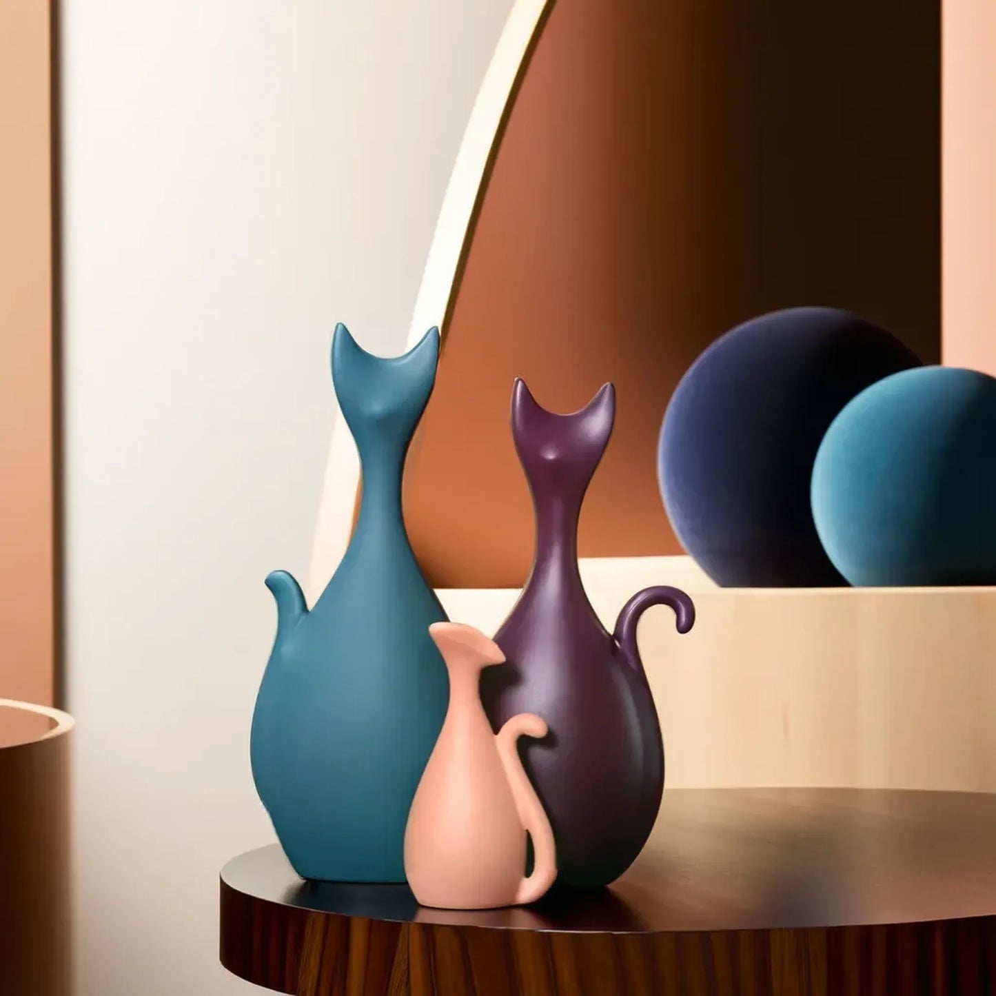 Chic Cat Family Table Accent Set of Three