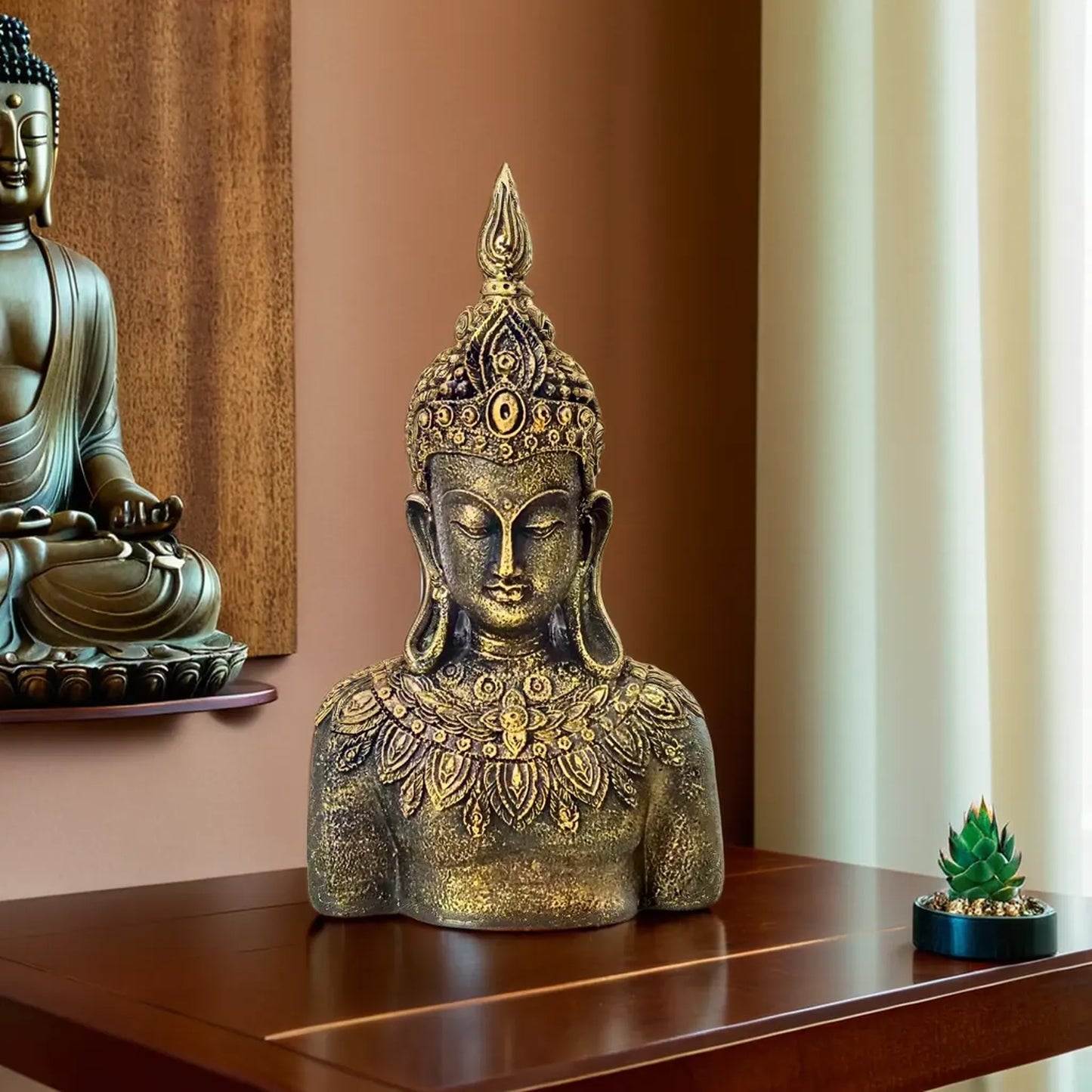 Rustic Bejeweled Divine Buddha Table Accent