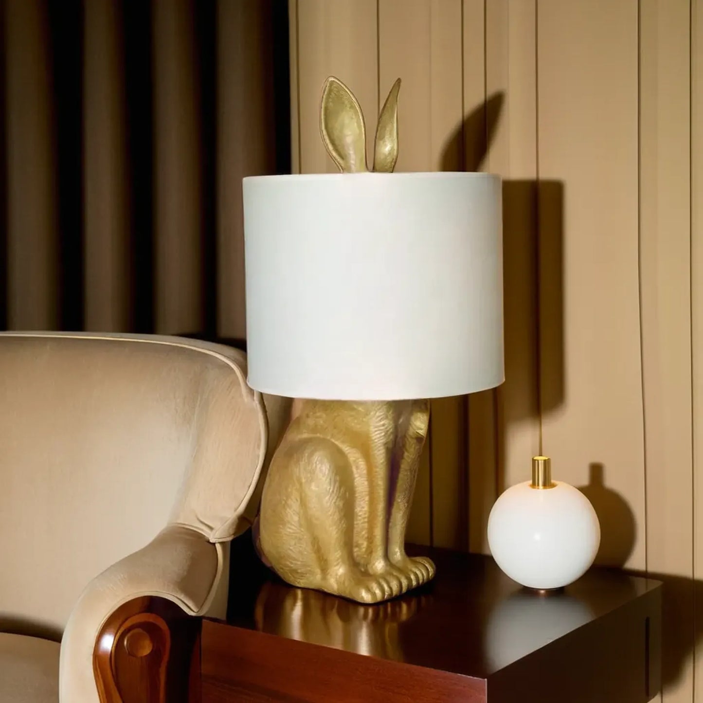 Artistic Rabbit Lamp with Cotton Shade