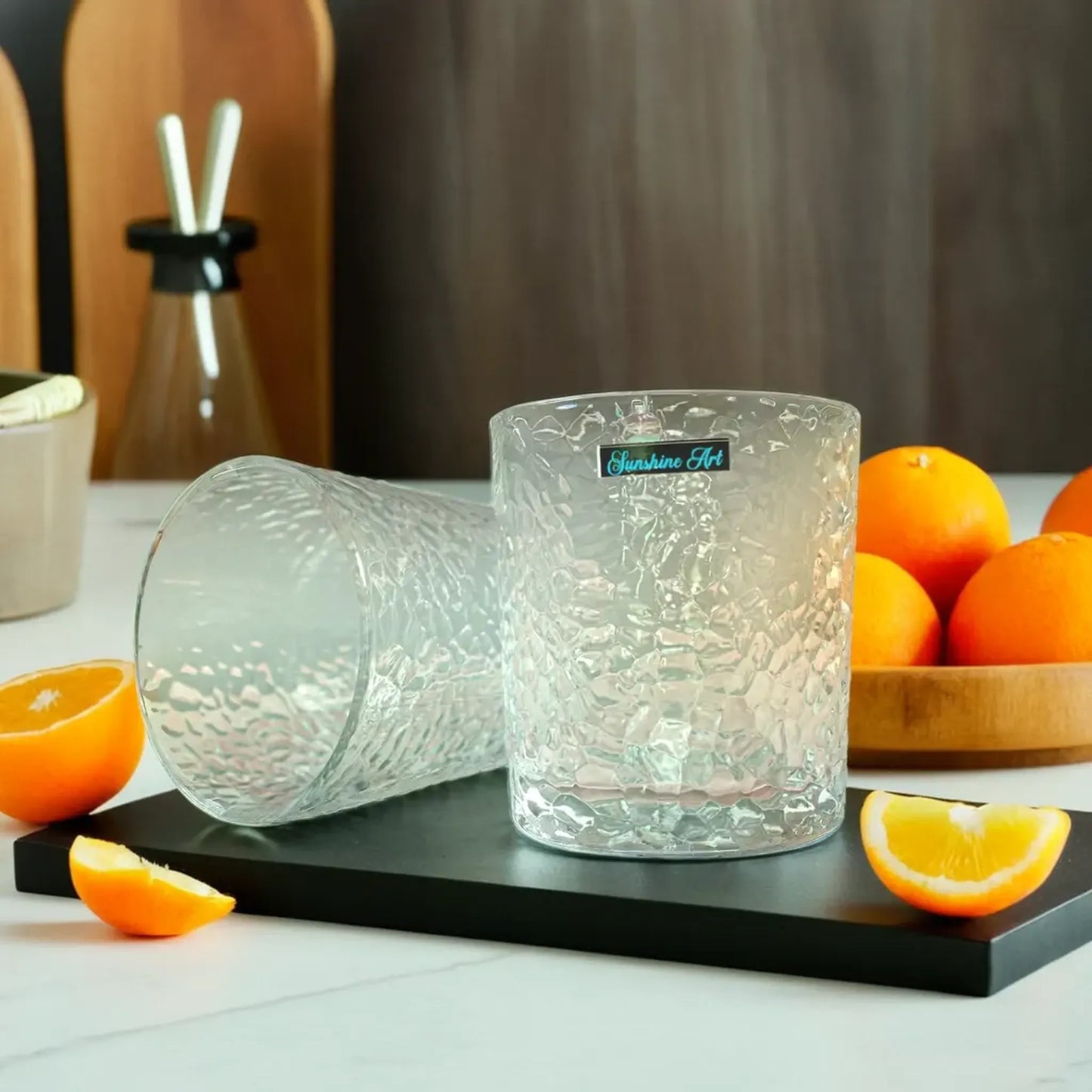 Elegant Cubic Patterned Glasses Set for Stylish Drinking