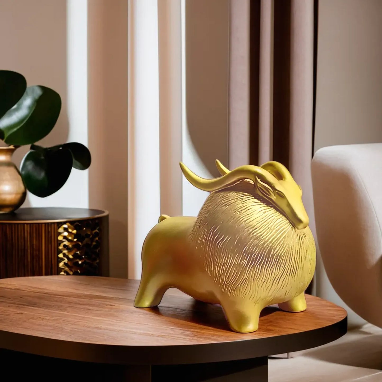 Golden Majesty: Handcrafted Golden Yak Home Decor Accent