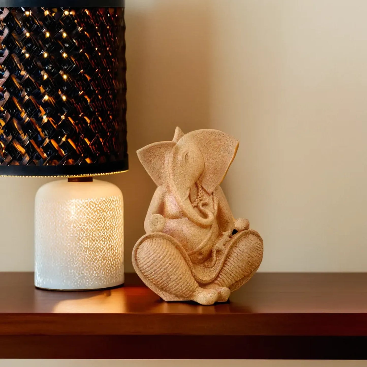 Elegant Textured Ganesha Resin Sculpture for Spiritual Ambiance
