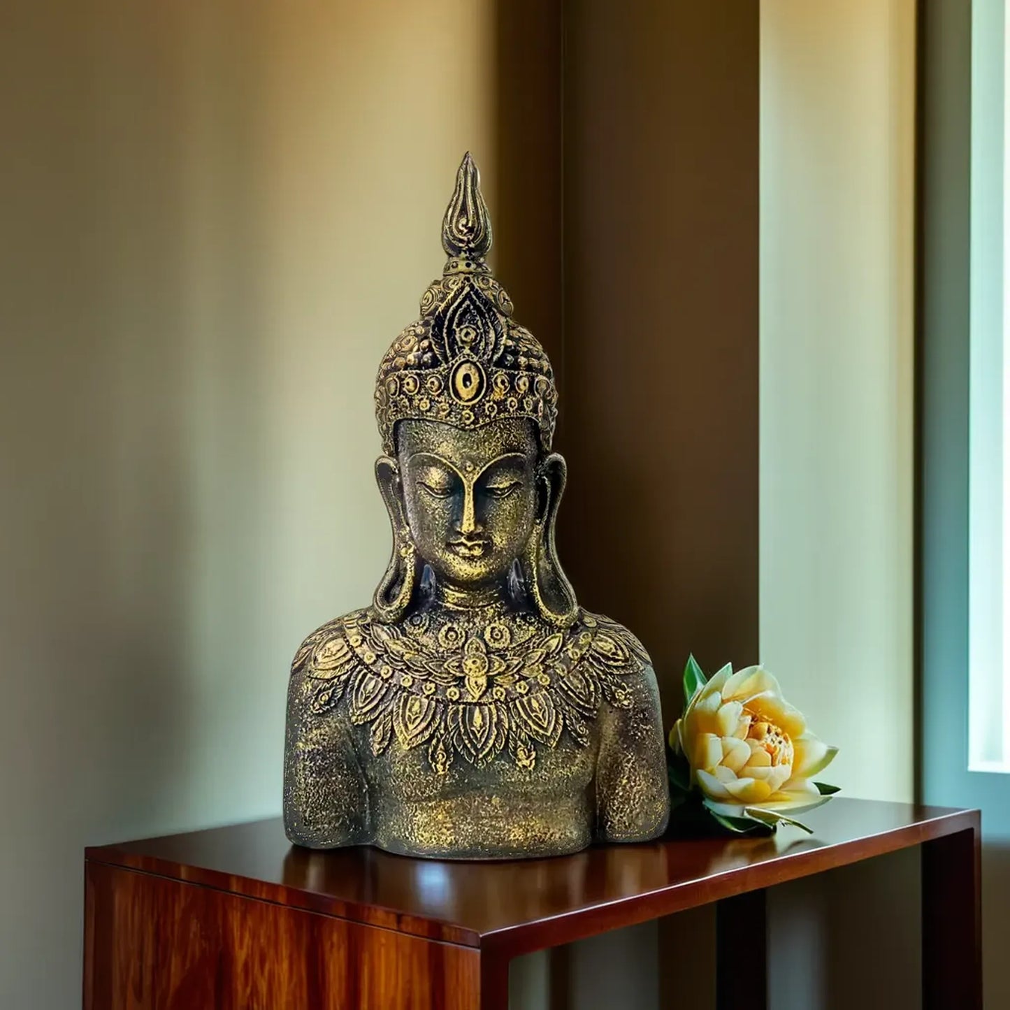 Rustic Bejeweled Divine Buddha Table Accent