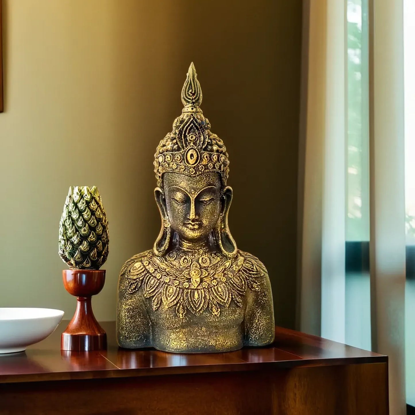 Rustic Bejeweled Divine Buddha Table Accent