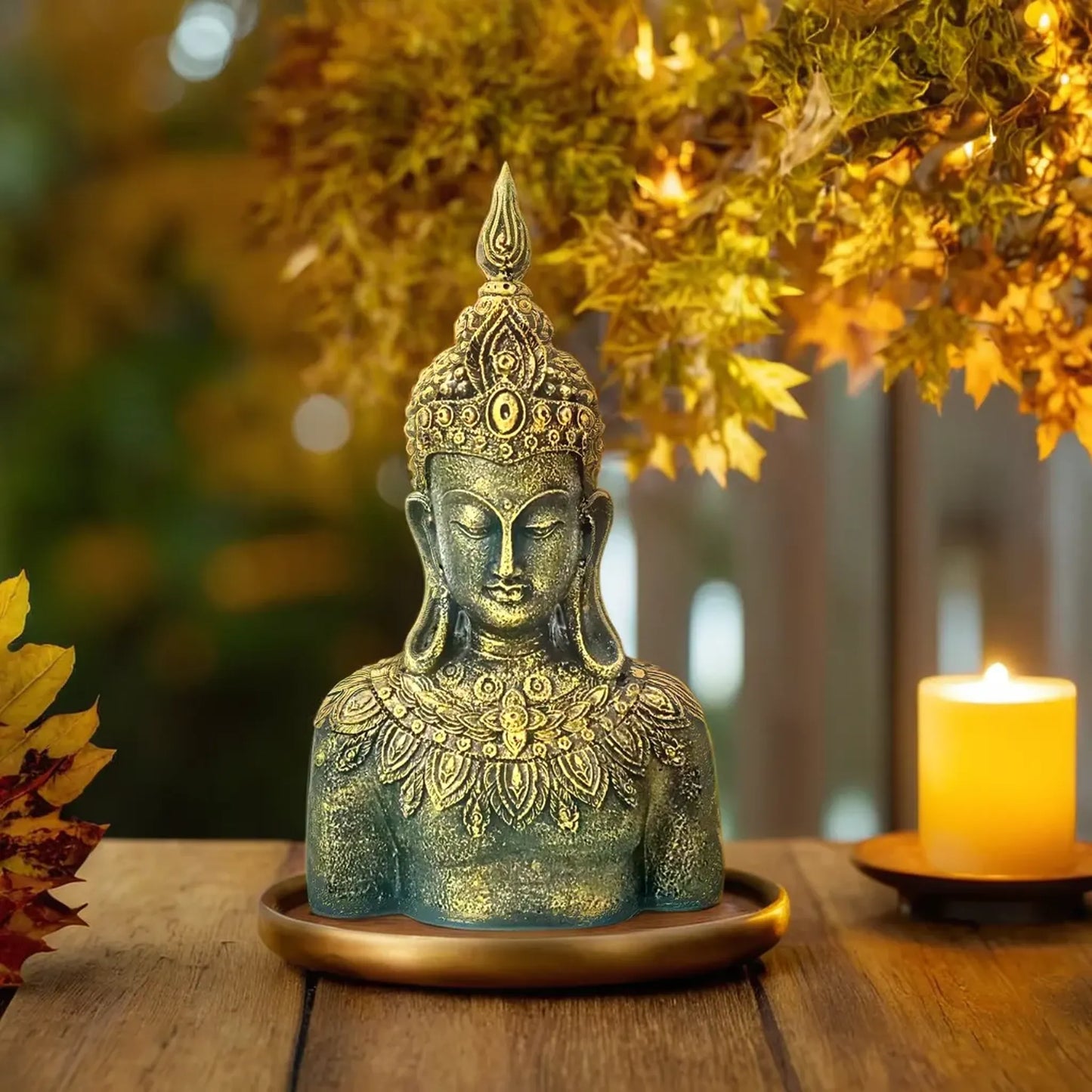 Rustic Bejeweled Divine Buddha Table Accent