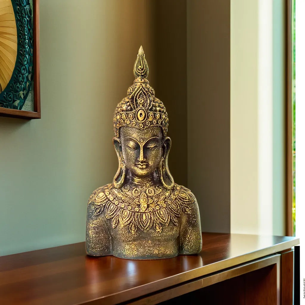 Rustic Bejeweled Divine Buddha Table Accent