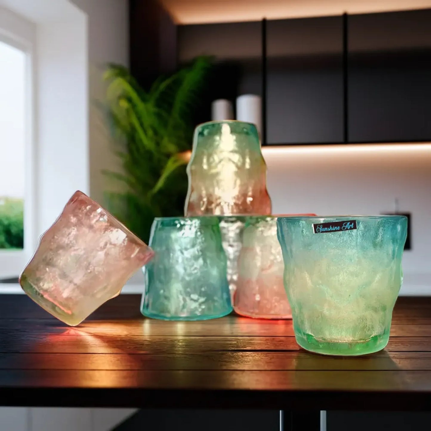 Elegant Frosted Glass with Glacier Pattern Design