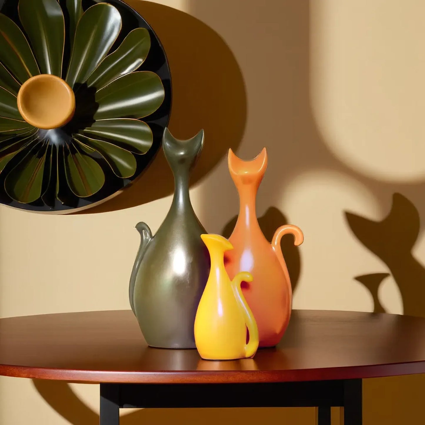 Modern Cat Family Ornaments for Home Decor