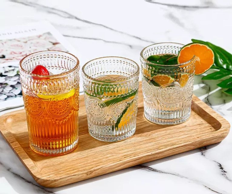 Unique Design Vintage Embossed Glasses Set
