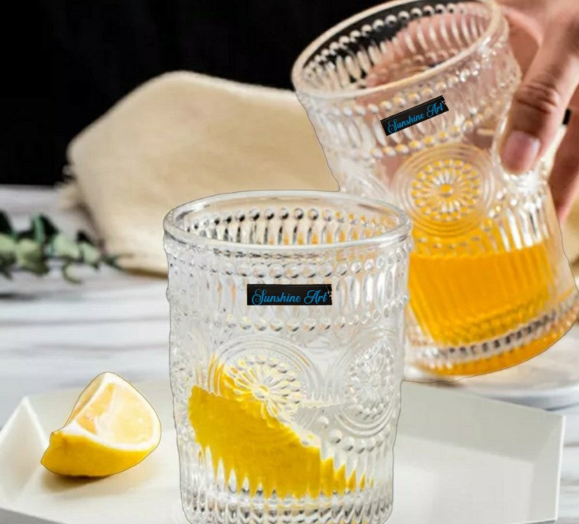 High-Quality Vintage Embossed Glass Drinkware