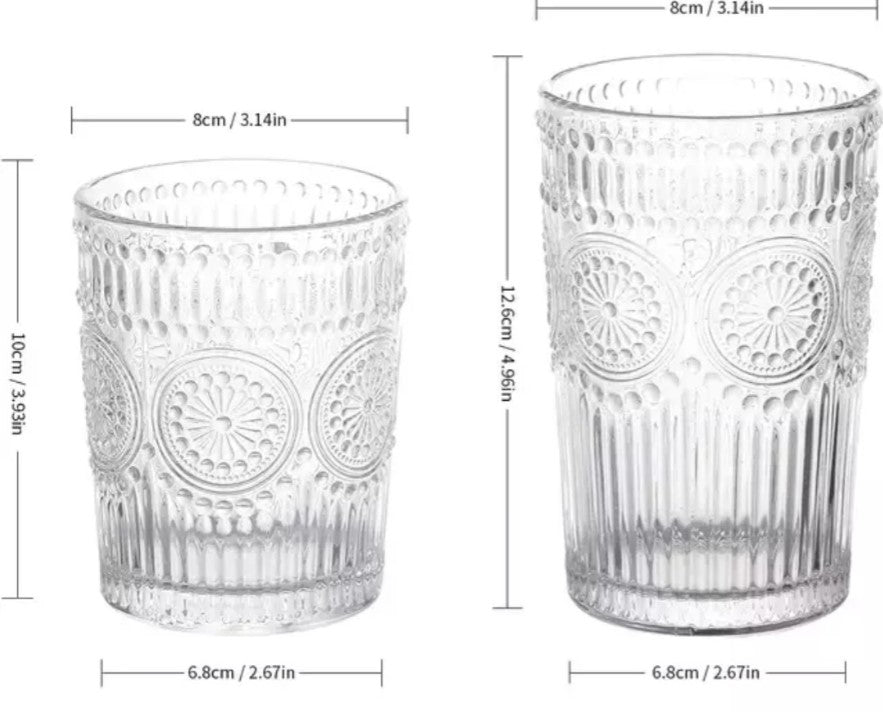 Set of 6 Vintage Embossed Art Glasses