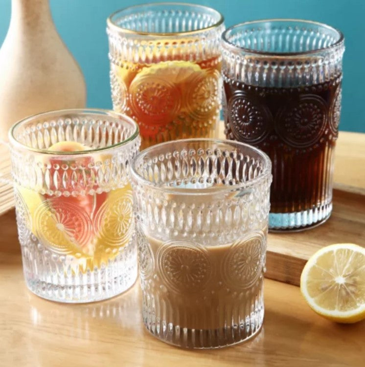 Decorative Modern Art Embossed Glass for Cocktails