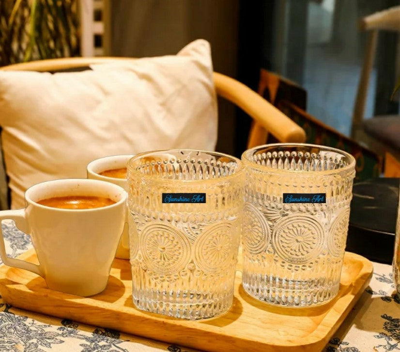 Versatile Vintage Embossed Glassware for Drinks