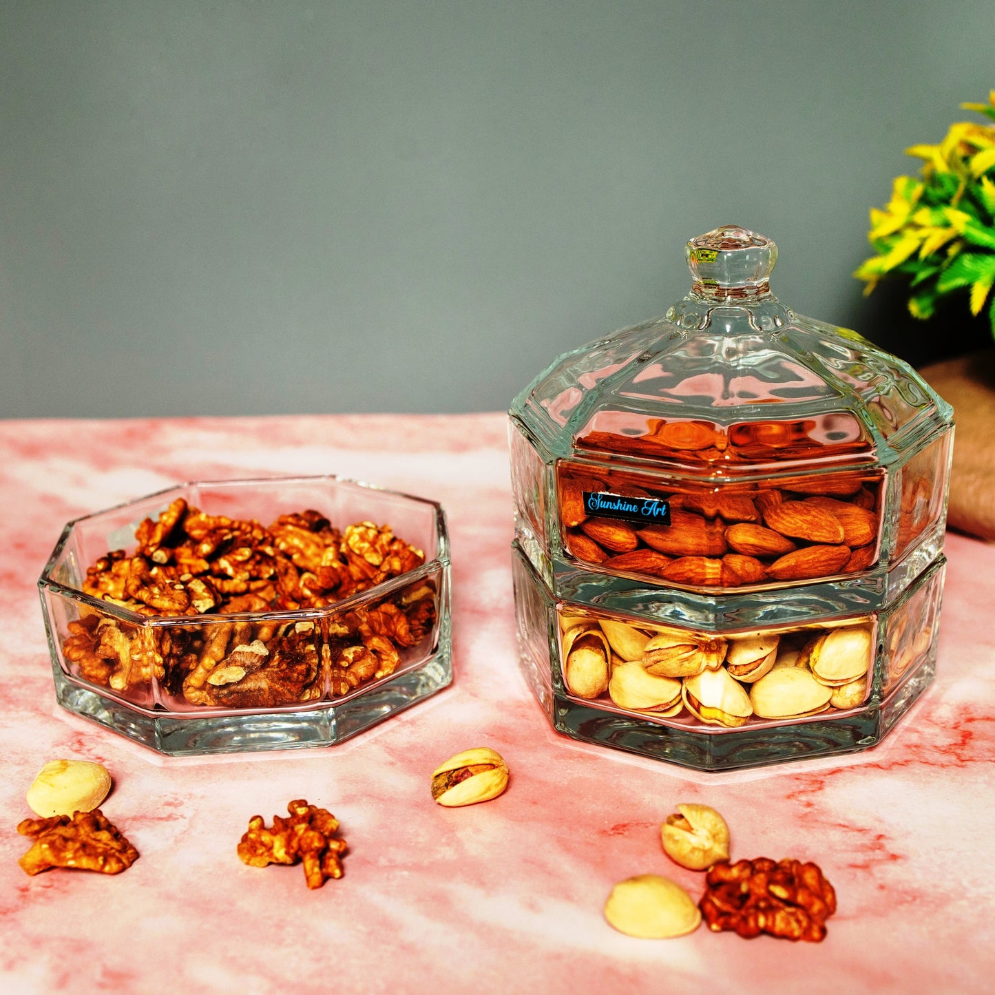 Premium 3-Tier Crystal Glass Candy Storage Jar